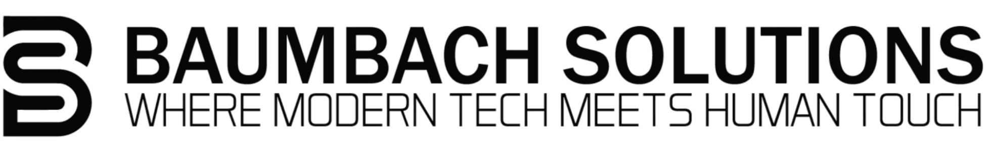 Baumbach Solutions logo: stylized ‘B S’ icon in midnight charcoal & mint cyan representing modern tech and personal touch for web development and automation services